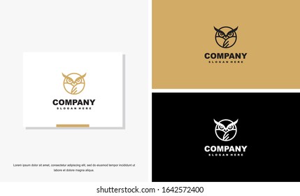 Owl logo and icon concept. Logo available in vector. Linear style.