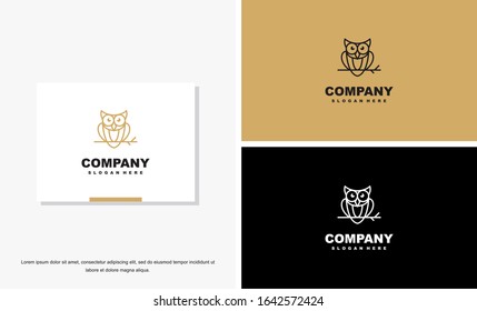 Owl logo and icon concept. Logo available in vector. Linear style.