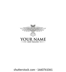 Owl Logo und Icon Konzept. Logo in Vektorillustration erhältlich. Linearer Stil 
