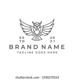 Owl logo and icon concept. Logo available in vector. Linear style.