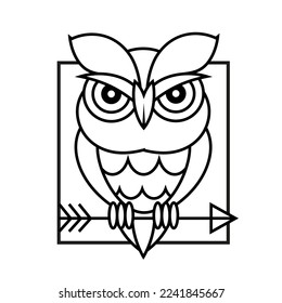 Logo de búho y concepto de icono. Logotipo disponible en vector. Estilo lineal. arte de línea