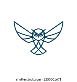 Owl logo and icon concept. The logo is available in vector. Linear style.