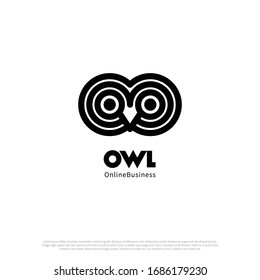 Owl logo and icon concept for internet online commerce and education. Linear style, pixel-aligned, Pixel Perfect. 8x.