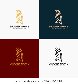 Owl logo and icon concept with leaner style. Logo available in vector. Linear style. Simple modern abstract flat minimalist owl logo template