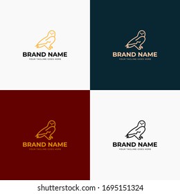 Owl logo and icon concept with minimal look. Logo available in vector. Linear style. Simple modern abstract flat minimalist owl logo template