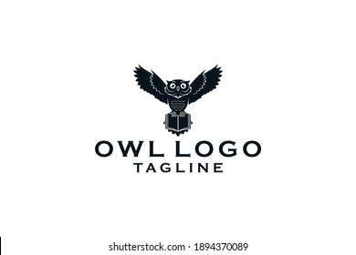Plantilla de diseño de iconos de logotipo de búho. Símbolo comercial o signo. Logotipo de línea de lujo. Ilustración del vector
