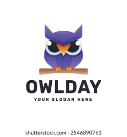 Owl logo icon design vector illustration, gradient colorful style logo for company