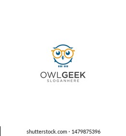 Geek Owl Logo Template Stock Vector (Royalty Free) 412819063