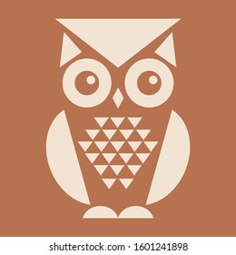 Owl logo icon.  Geometric figures birds animals