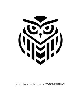 Owl Logo. Owl Icon. Geometric Owl Logo or Icon on White Background