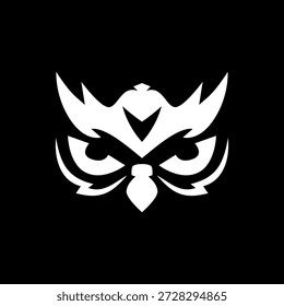 Icono del logotipo del búho aislado en fondo negro. Logotipo del búho blanco.