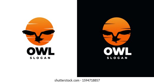 Owl logo icon with moon design