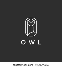 Owl Logo icon wing creative Modern line Design on black background