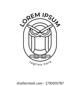 Owl Logo Illustration in Monoline Style