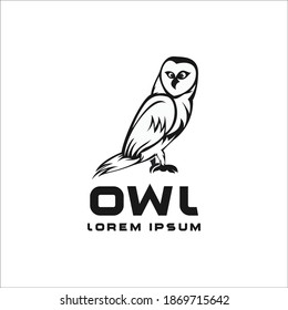 owl logo illustration vector black and white template modern