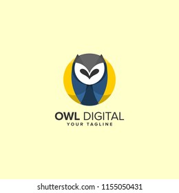 Owl logo inspiration design colorful circle