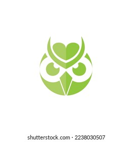 Owl logo with leaf icon vector