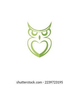 Owl logo with leaf icon vector