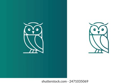 Owl logo with leaf icon vector EPS10