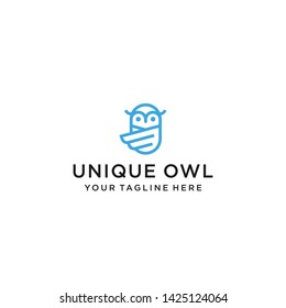 owl logo line art illustration vector graphic download