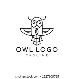 owl logo, line art  logo style.