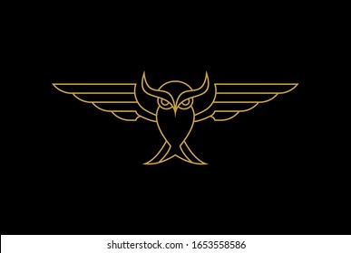 owl logo line, golden geometry vector