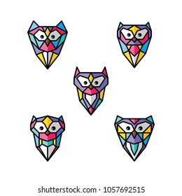 owl logo logotype colorful theme vector art set