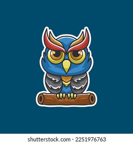 Owl logo mascot sticker vector design