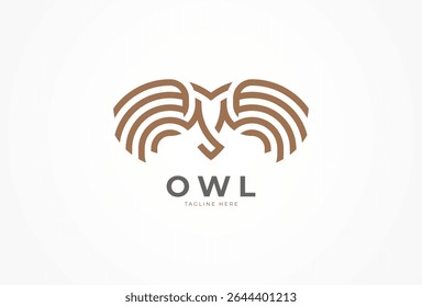 Logotipo de coruja, logotipo de coruja moderno com estilo de arte de linha, design de modelo de logotipo de design plano, ilustração vetorial