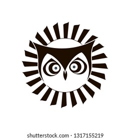 Owl logo. Modern linear style. Creative symbol. Design concept. Owl emblem. Vector simple sign. Abstract bird for design of logotype, t-shirt, bag, tattoo, coloring, print, postcard poster stamping