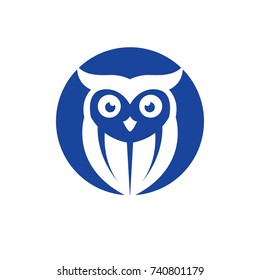 owl logo in negative space of circle