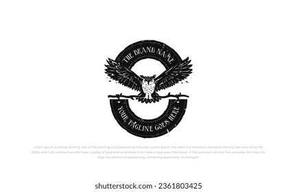 owl logo. old school, grunge, classic, retro, and vintage style.