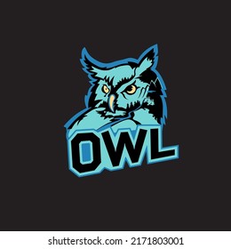 owl logo on dark background