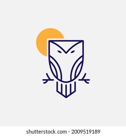Owl logo with outline style
