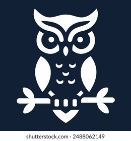 Owl logo perched on a branch. Ideal for education, knowledge, or consulting brands. Clean lines and modern design for a timeless look
