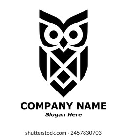 Owl logo. Owl pictorial logotype for business, company, logo, stamp, mascot, label. Elegant minimalist owl logo. Symbol of smart, intelligence, science, education