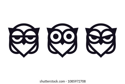 Owl logo set