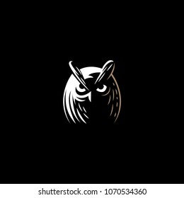 Owl logo set- vector illustrations. Emblem design on black background.