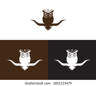 Owl logo set- vector illustrations. Emblem design