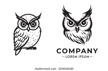 owl logo set. Owl logo vector silhouette