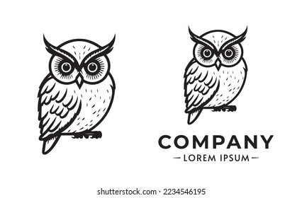 owl logo set. Owl logo vector silhouette