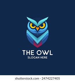 The owl logo should have a similar modern and abstract aesthetic, using sharp angles and a vibrant color palette to convey the sleekness and agility of an owl