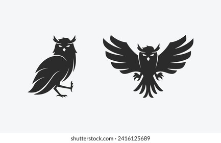 Owl logo. Owl silhouette. Owl logo template. Vector illustration