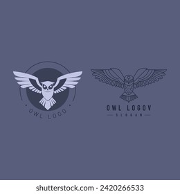  Owl logo template classic flat sketch