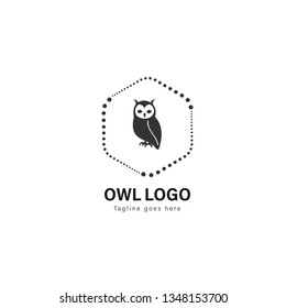 Owl logo template design. Owl logo with modern frame isolated on white background