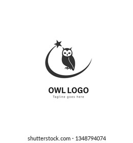 Owl logo template design. Owl logo with modern frame isolated on white background