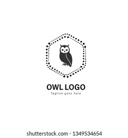 Owl logo template design. Owl logo with modern frame isolated on white background