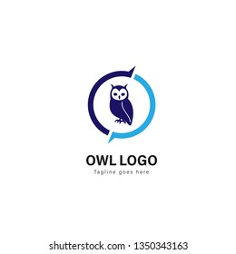 Owl logo template design. Owl logo with modern frame isolated on white background