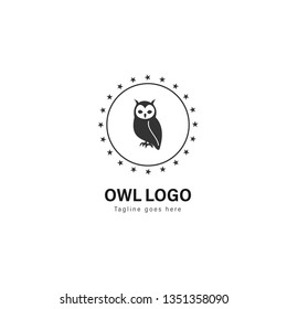 Owl logo template design. Owl logo with modern frame isolated on white background