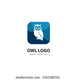 Owl logo template design. Owl logo with modern frame isolated on white background